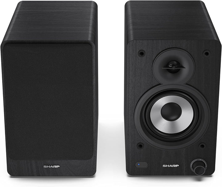 SHARP CP-SS30 2-Wege-Lautsprecher aktiv, 60 Watt (2x30 W) Holzgehäuse (Bluetooth 5.0, USB, Optisch,