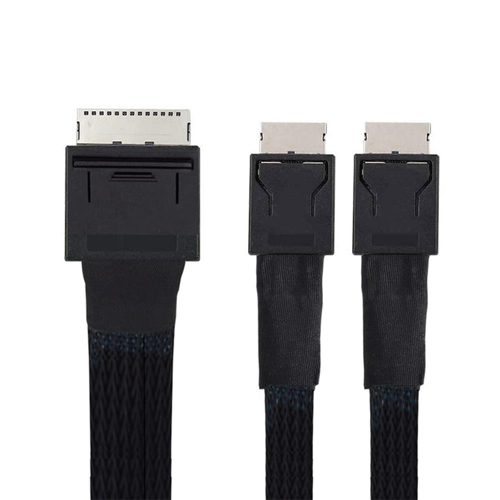 cablecc 50cm OCuLink PCIe PCI-Express SFF-8611 8x 8-Lane auf Dual SFF-8611 Oculink 4x SSD Daten Akti