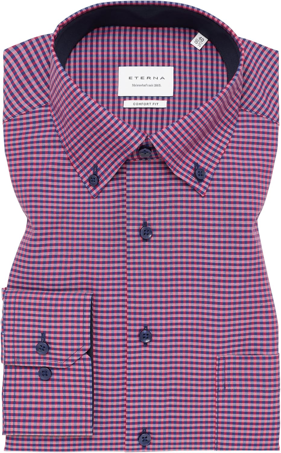 eterna Herren Popeline Hemd Comfort FIT 42 Kragen / 67 Ärmel Sunset Red, 42 Kragen / 67 Ärmel Sunset