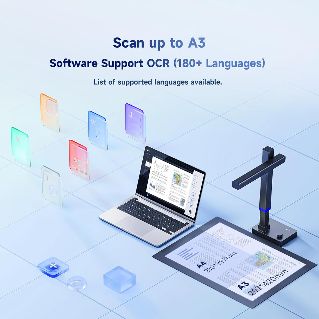 CZUR Shine Ultra Pro 24 MP Tragbarer Dokumentenkamera Faltbarer Dokumentenscanner A3 Buchscanner OCR