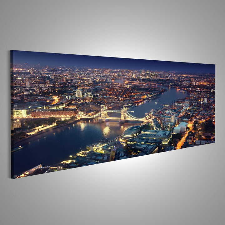 Bild Bilder auf Leinwand London bei Nacht mit städtischen und Tower Bridge Wandbild, Poster, Leinwan