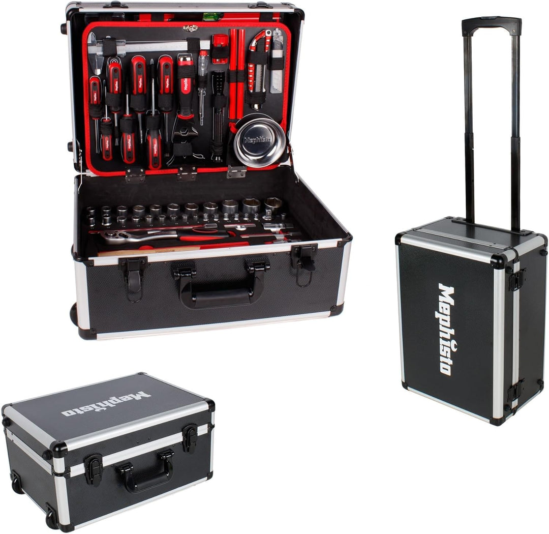 Mephisto Werkzeugtrolley Werkzeugkoffer mit Trolleyfunktion gefüllt mit Werkzeug Set 299 tlg. Werkze
