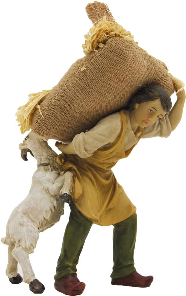Dekoprojekt Krippenfigur Knecht mit Strohsack und Ziege
