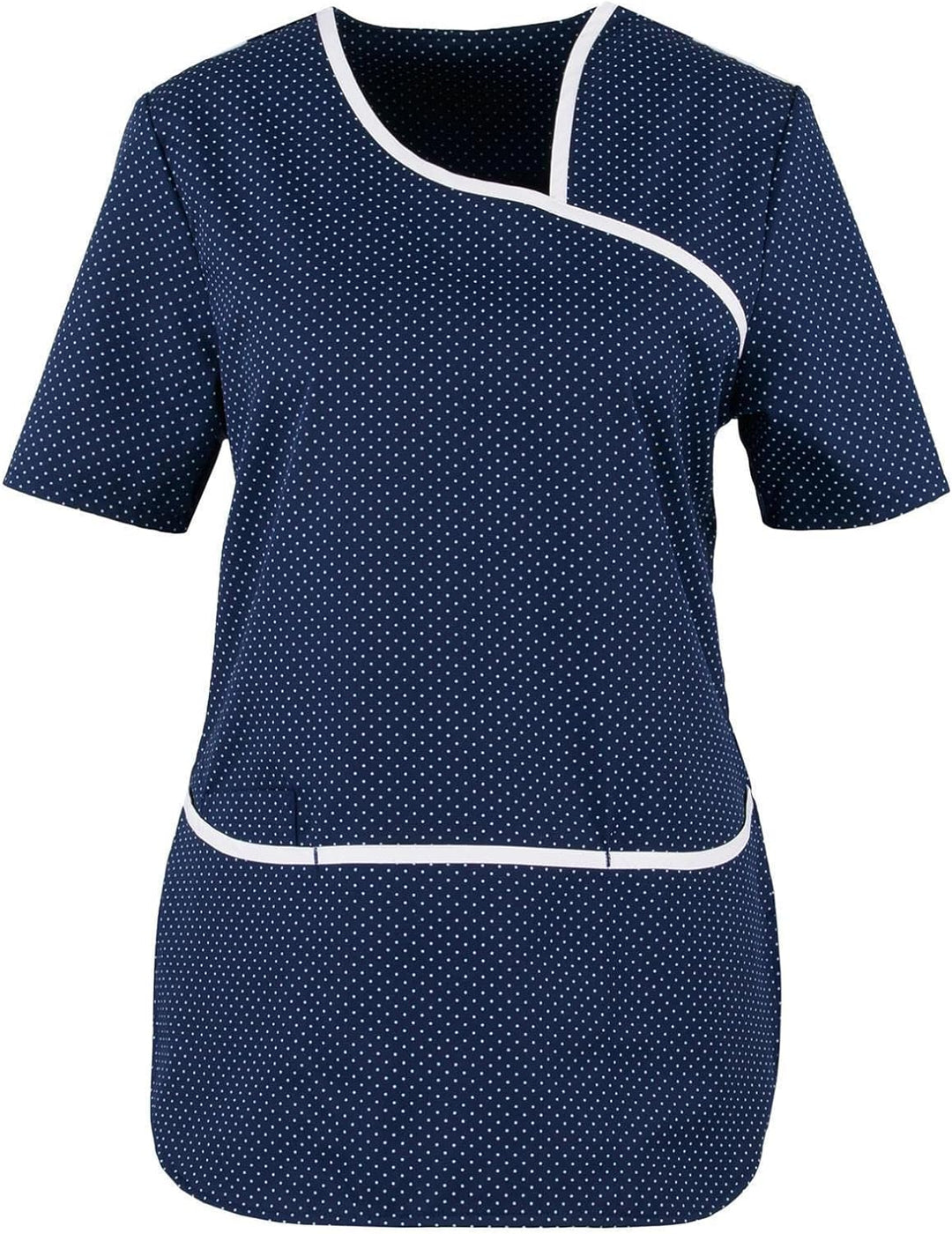beb Damen Kasack Kurzarm Marine Weiss gepunktet 65% Polyester 35% Baumwolle XS Marine/Weiss Gepunkte