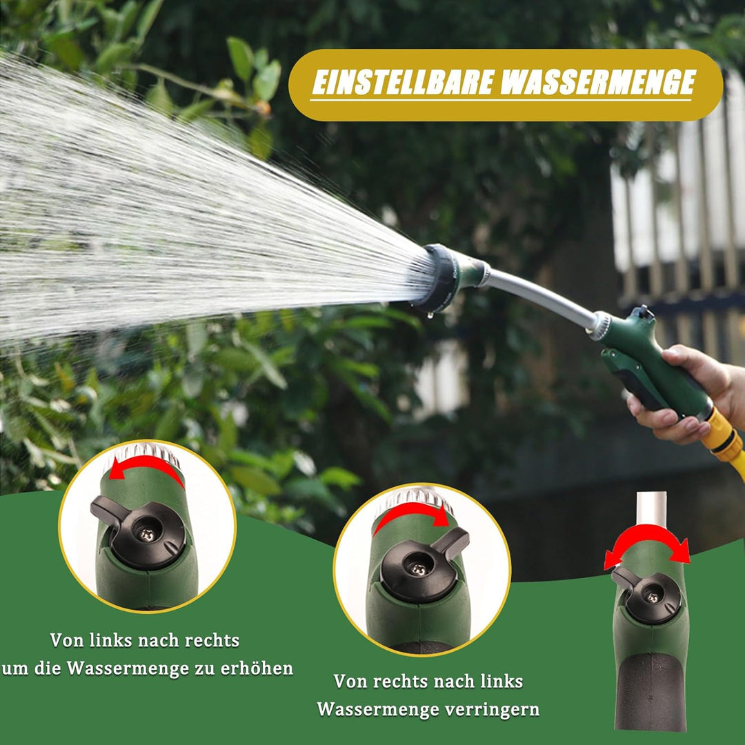 Gartenbrause, Lang Garten Giessstab mit Stiel, 5 Strahlarten Giesstab Kopf Stabbrause mit Durchfluss