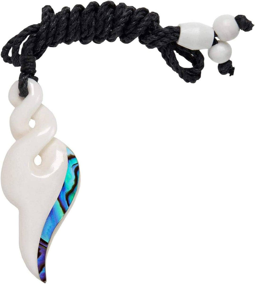 81stgeneration Unisex Geschnitzter Knochen Paua Abalone Doppel Pikorua Anhänger Halskette