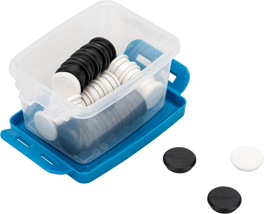 Betzold - Greif-Magnete in Kunststoffbox - Lehrerbedarf Schul-Unterricht 2 cm - schwarz/weiss - 40 S