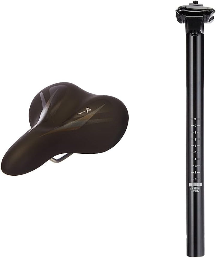 Selle Royal Damen Gel Trekkingsattel, schwarz, One Size Bundle mit Sattelstütze, Schwarz, Bundle mit