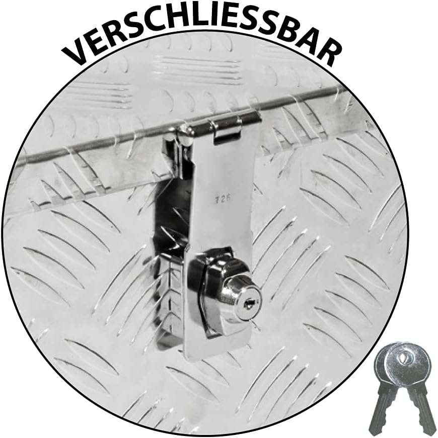 Trucky Truckbox, Deichselbox Aluminium, Anhängerbox 15 Grössen, Werkzeugkiste mit Schloss und Schlüs