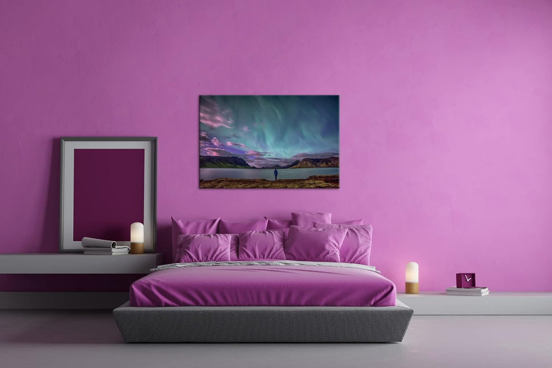 deyoli mystische Nordlichter am Abendhimmel Format: 100x70 als Leinwandbild, Motiv fertig gerahmt au