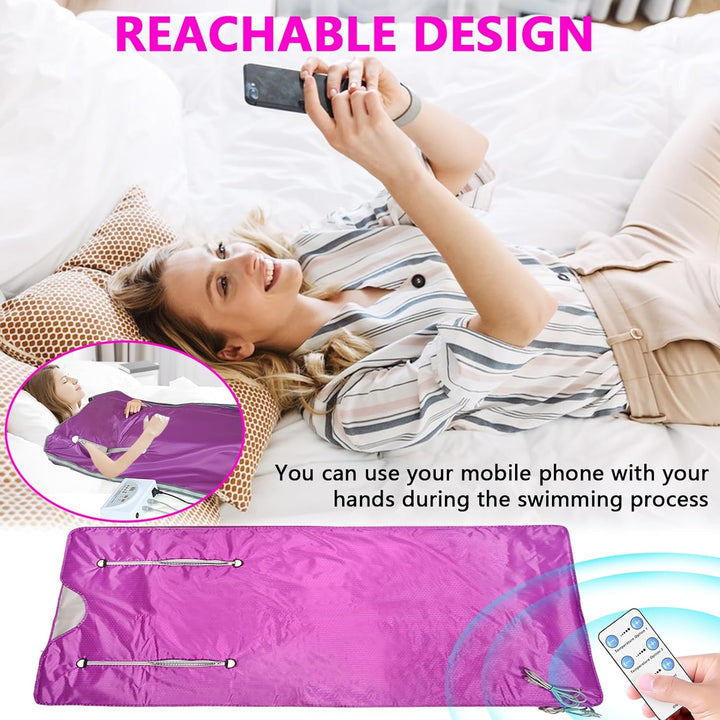 Infrarot Saunadecke, 2 Zone Infrared Sauna Blanket mit Reissverschluss 100 Duschhauben 10 Badebeutel