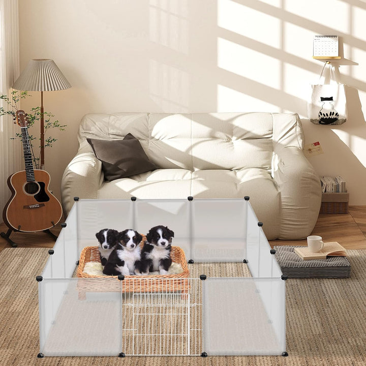 Freigehege Gittergehege für Kaninchen, Meerschweinchen Käfig Gehege, Kleintierkäfig inkl. Tür, Welpe