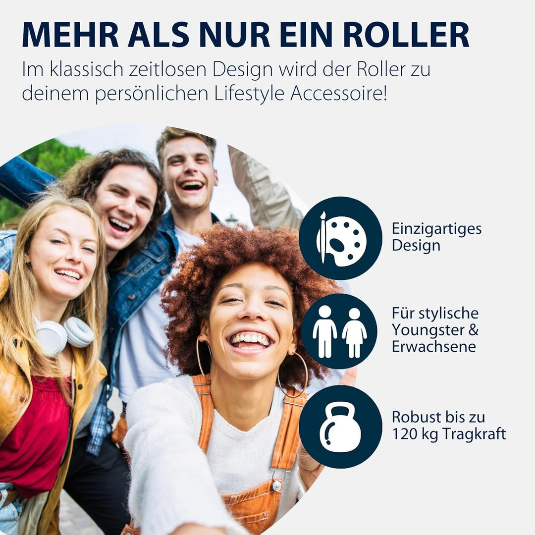 HUDORA BigWheel Air 230 Scooter - Tretroller mit/ohne Handbremse - Stabiler Aluminium-Roller mit Luf