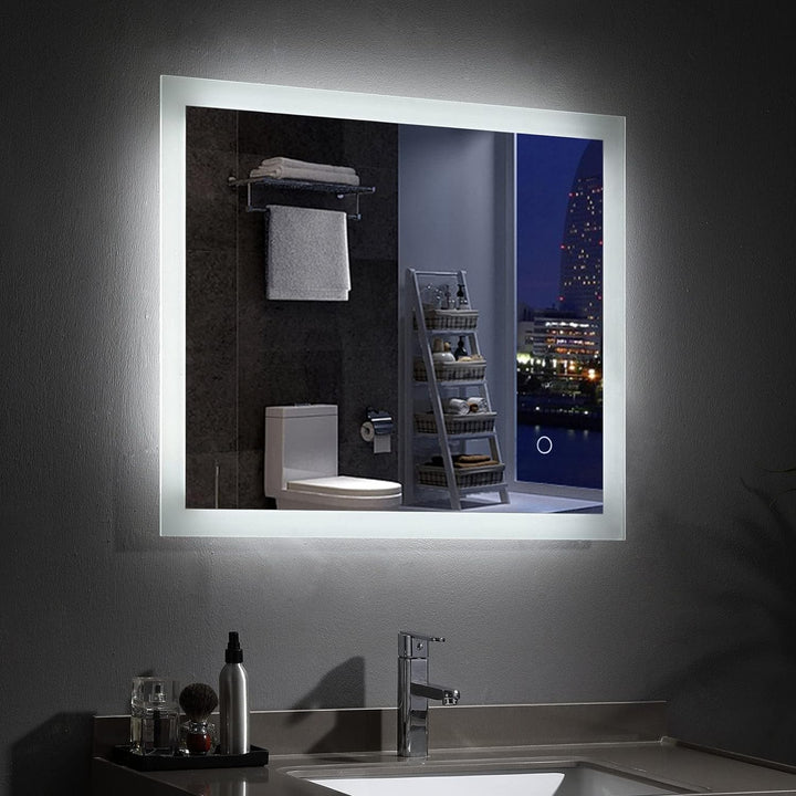 MIQU LED Badspiegel mit Beleuchtung 80x60 cm Badezimmerspiegel kaltweiss 6500K Lichtspiegel grosser