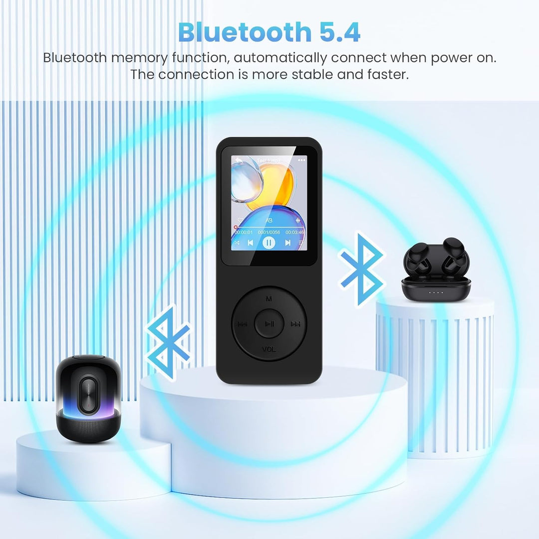 32GB MP3 Player Bluetooth 5.3 mit 1.8" TFT Farbbildschirm mit Kopfhörer, HiFi Musik Kinder MP3 Playe
