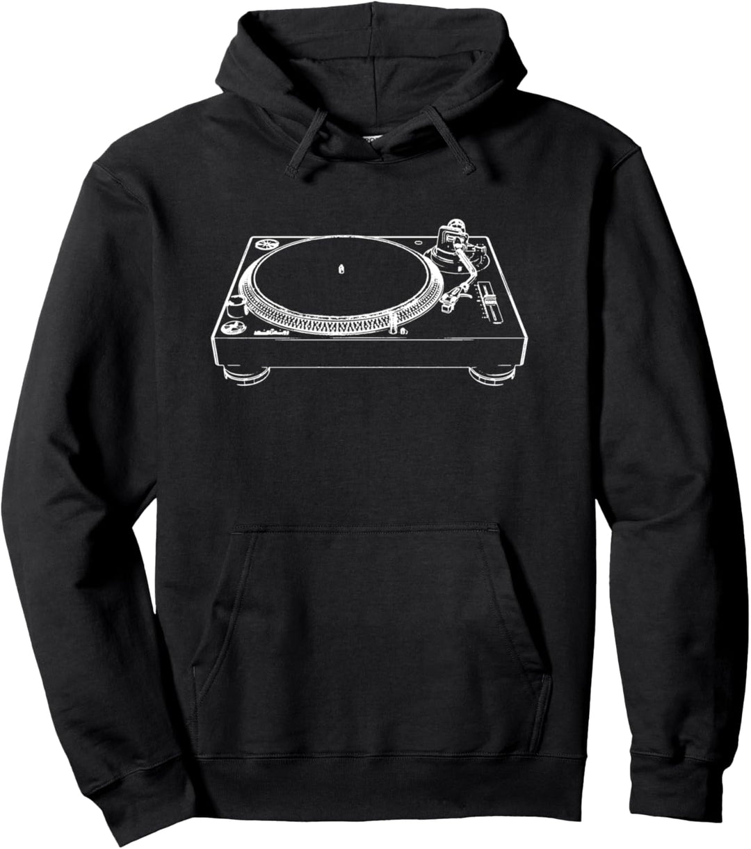 Skizzierter DJ Plattenspieler Turntable Retrotechnik Pullover Hoodie