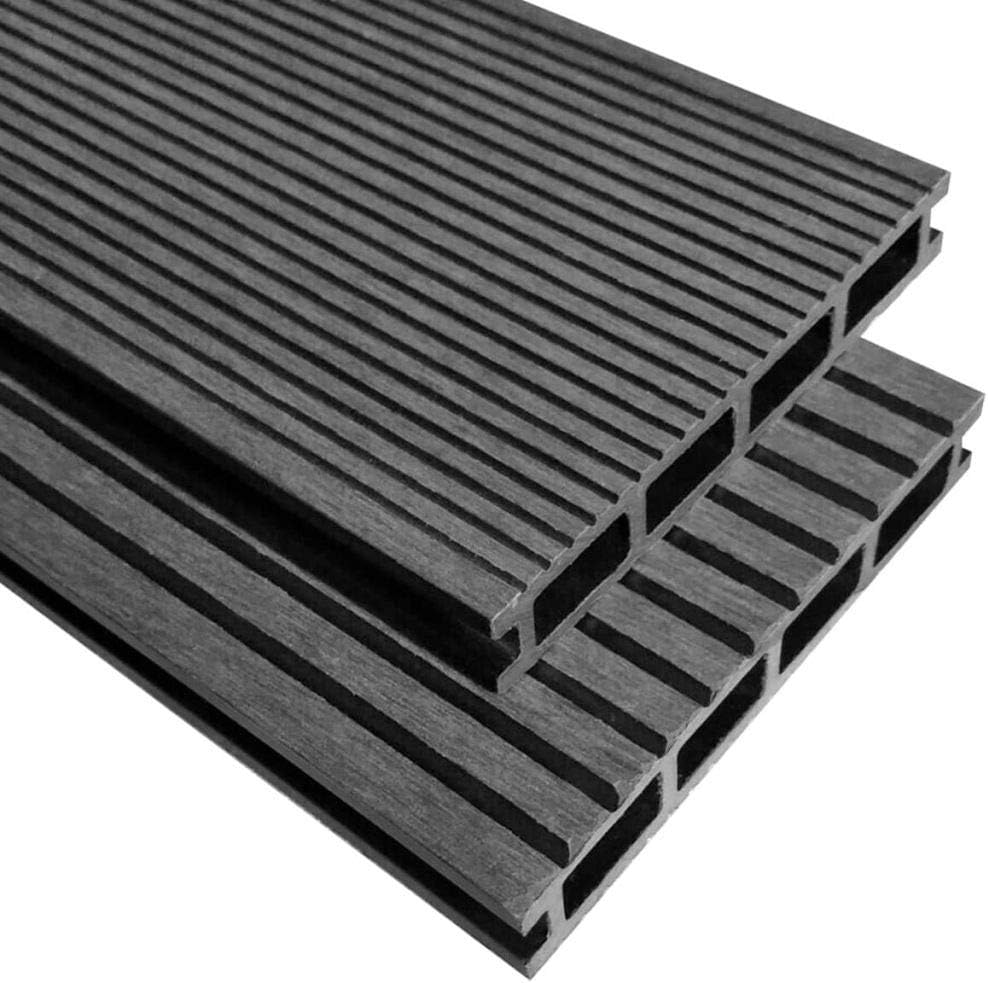 Festnight Terrassenplatten 400 x 15 cm 64er Spar Set für 40m² Grau in Holzoptik für Garten Balkon Bo