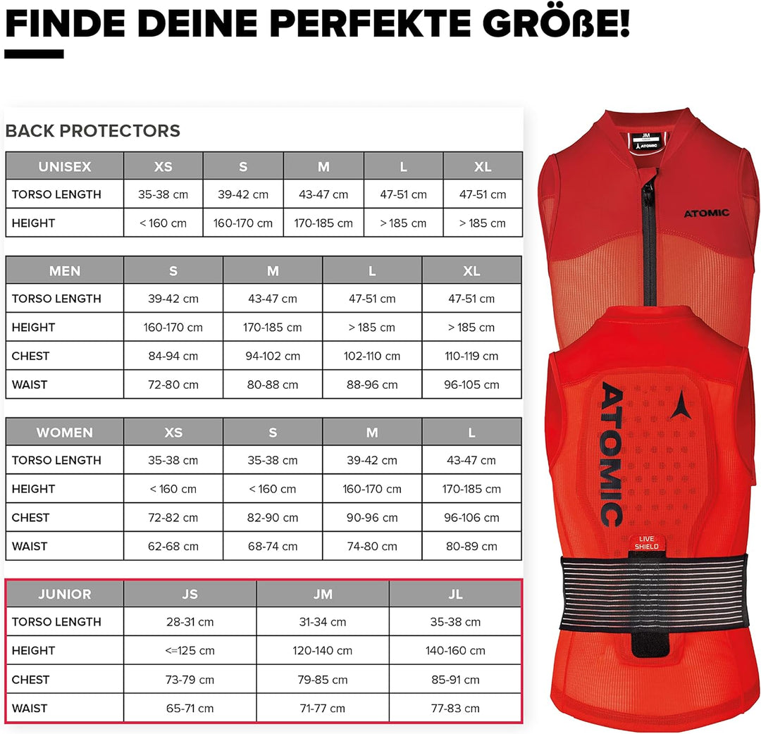 ATOMIC Live Shield Vest JR - Hochwertige Protektorenweste - Damen-Rückenprotektor - Multi Density Sc