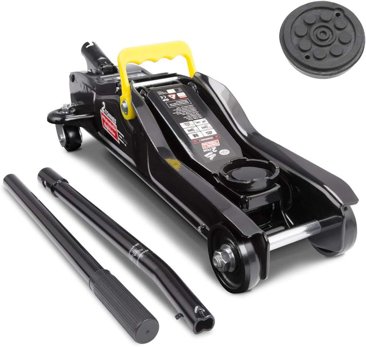 Deuba® hydraulischer Wagenheber 2 Tonnen Flache Hubhöhe 85-330mm inkl. Koffer inkl. Gummiauflage KFZ