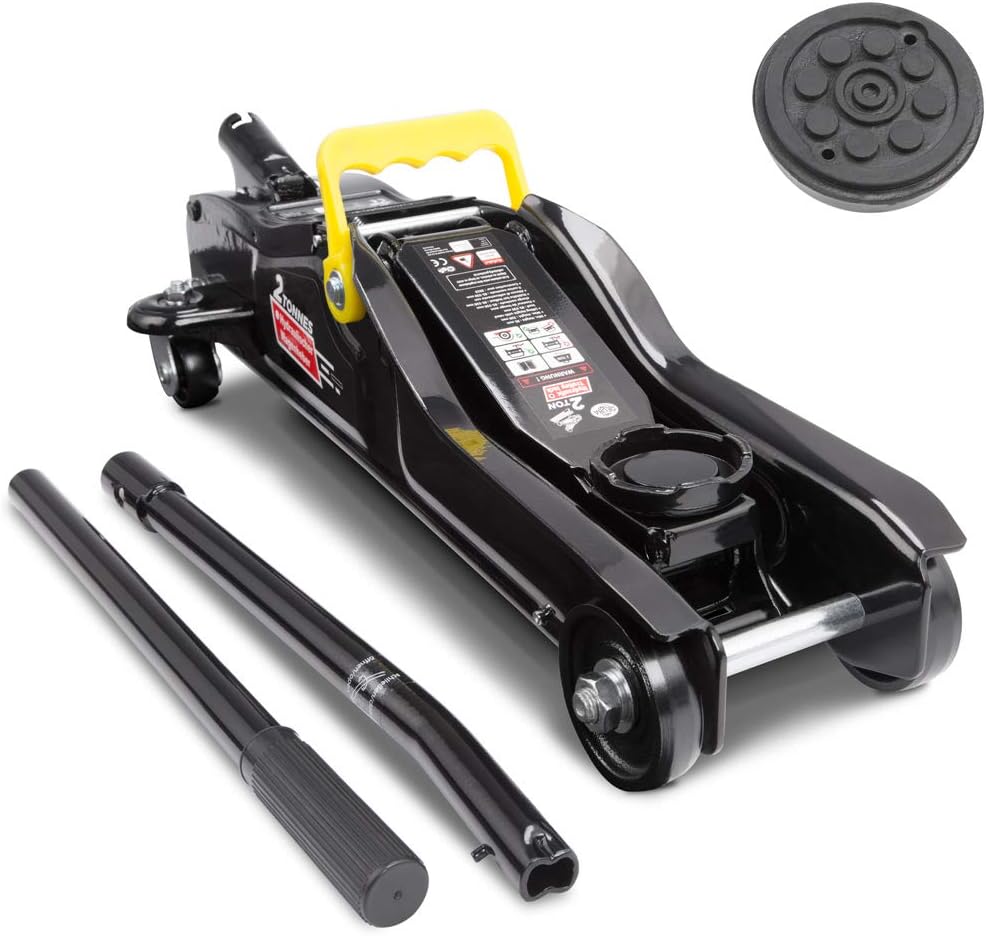 Deuba® hydraulischer Wagenheber 2 Tonnen Flache Hubhöhe 85-330mm inkl. Koffer inkl. Gummiauflage KFZ