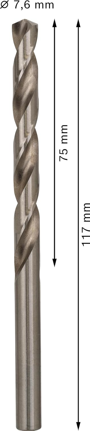 Bosch Professional 10x HSS-G Metallbohrer (für Metall, Ø 7,6 mm, Robust Line, Zubehör Bohrmaschine)