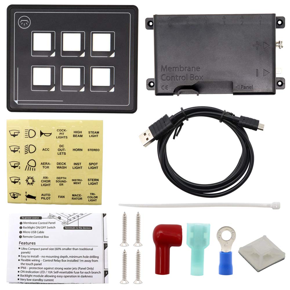 6P KFZ Schalter Panel 12V 24V Hintergrundbeleuchtung Schaltpanel für Boot Wohnmobil Wohnwagen LKW Wa
