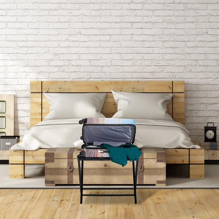 Relaxdays Kofferständer Holz, klappbar, Gepäckablage, Kofferaufbewahrung, für Reisegepäck, HxBxT: 52