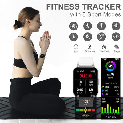 Smartwatch Damen mit Telefonfunktion 1.69" Armbanduhr personalisiertem Bildschirm Fitnessuhr Damen S