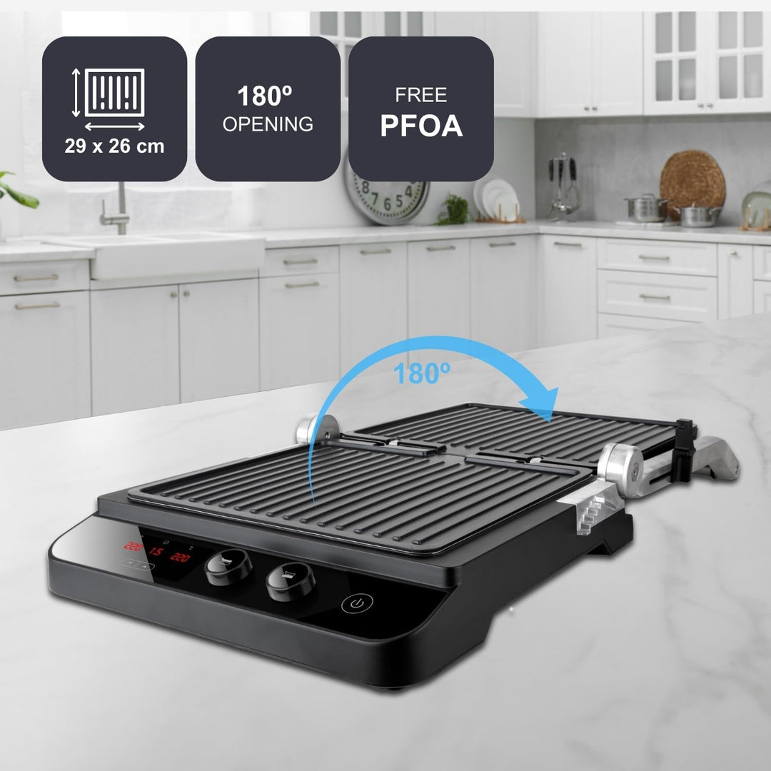 Black+Decker BXGR2000E - Kontaktgrill 2.000W 2-in-1: glatte Platten und Grill, Zubreiten von Fleisch