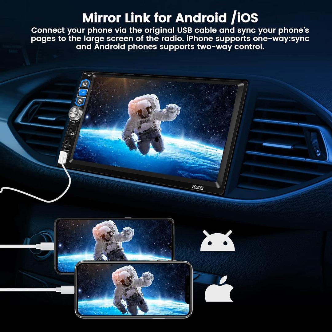 Hikity Autoradio Wireless CarPlay Android Auto 1 Din Radio mit Bildschirm 7 Zoll Touch Display Auto