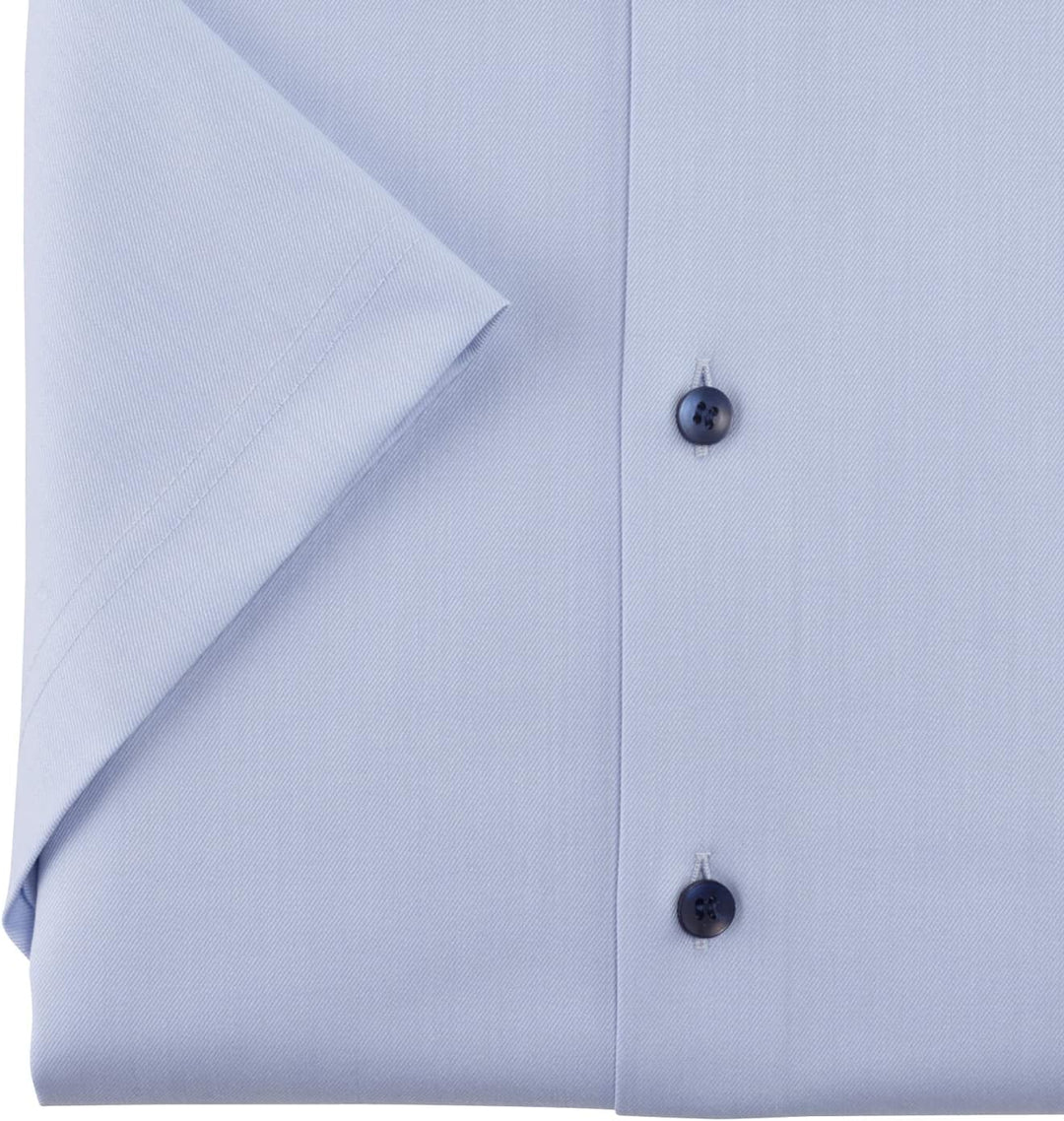 OLYMP Herren Businesshemd Kurzarm Level Five 24/Seven,Twill,Body fit,Modern Kent 37 Bleu 11, 37 Bleu