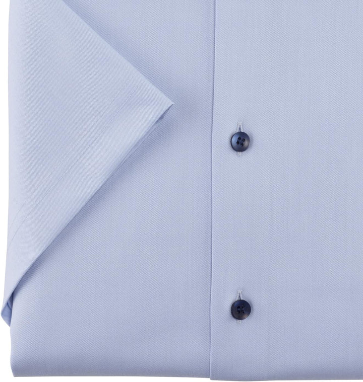 OLYMP Herren Businesshemd Kurzarm Level Five 24/Seven,Twill,Body fit,Modern Kent 37 Bleu 11, 37 Bleu