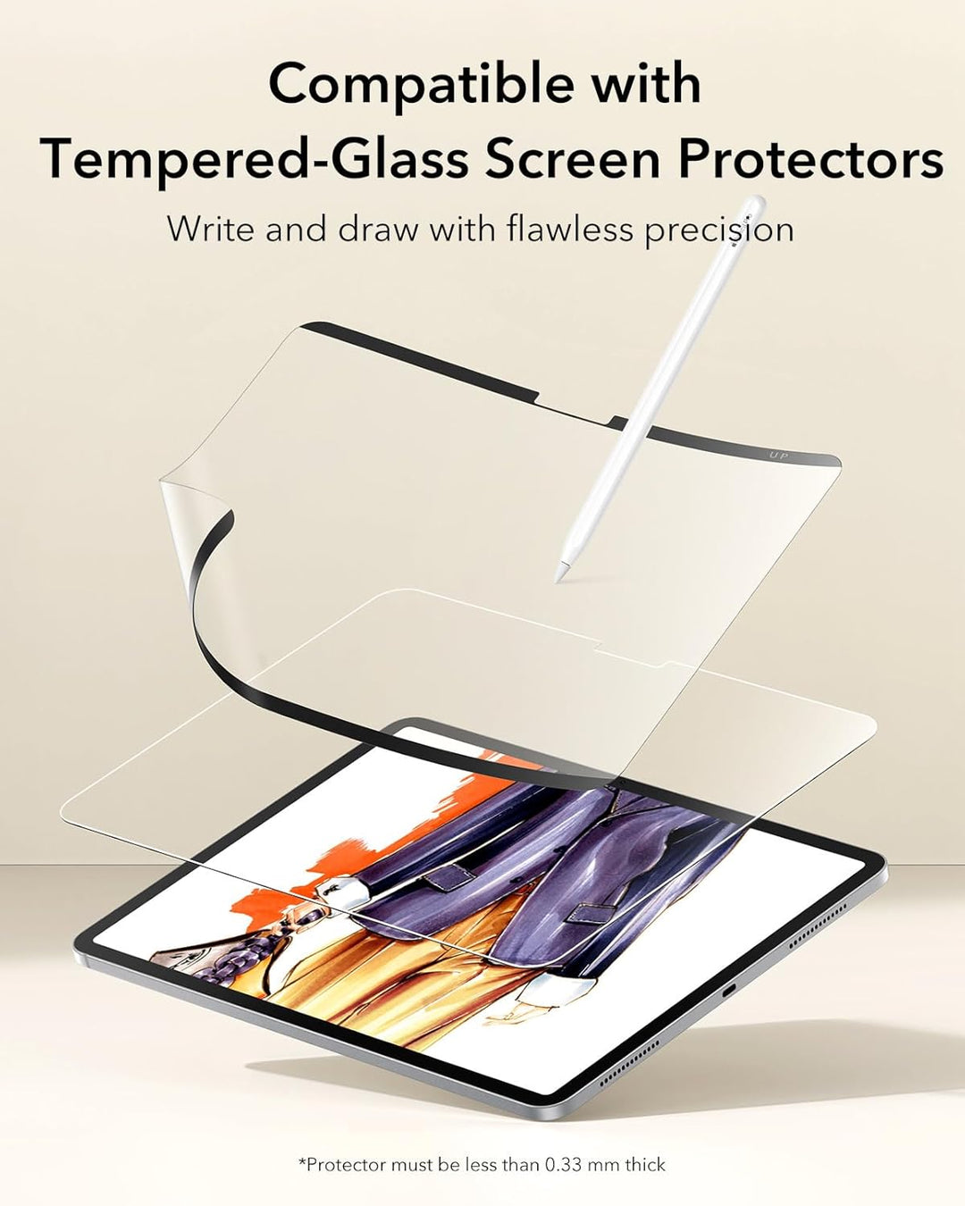 ESR für iPad Pro 13 (2024) Paper Feel magnetischer Schutzfolie, Schreiben und Zeichnen wie auf Papie