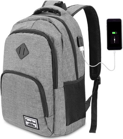 YAMTION Rucksack Laptop 17.3 Zoll Rucksack Schule mit USB-Ladeanschluss für Arbeit Schule Reisen Cam
