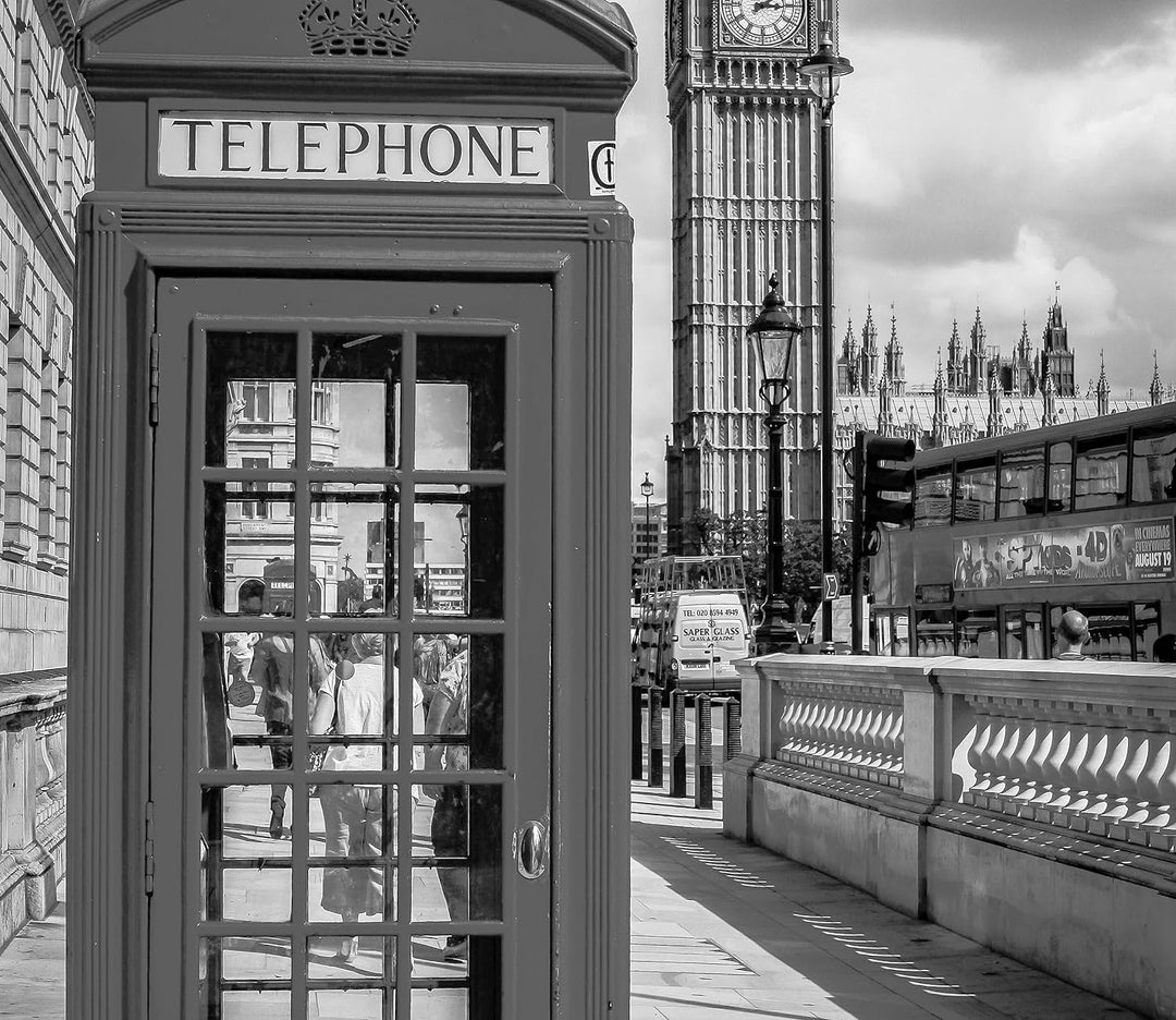 Telefonzelle in London Herdabdeckplatte & Spritzschutz aus Echtglas | Für Herd-Kochfelder | 60x52 cm