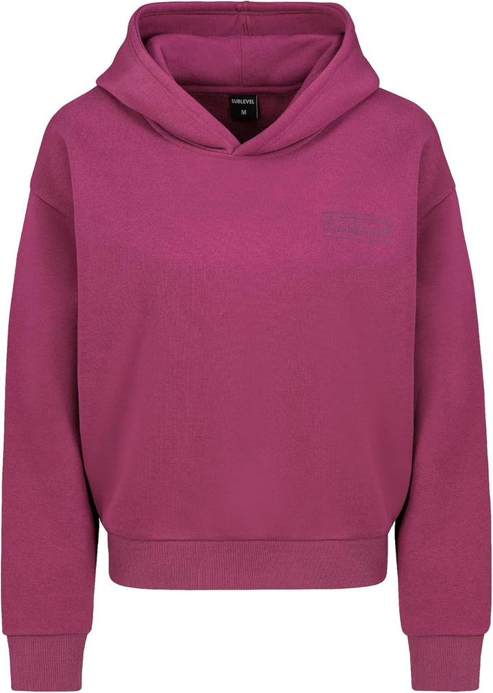 Sublevel Damen Basic Pullover Hoodie mit Mini-Print XS Rosa, XS Rosa