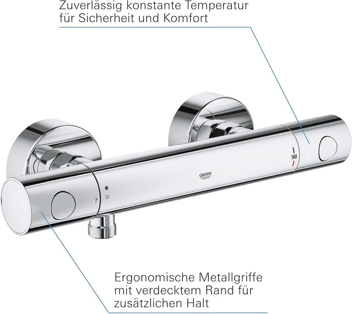 GROHE Precision Get - Thermostat- Brausebatterie (wassersparend, ergonomischer Metallgriff, Sicherhe