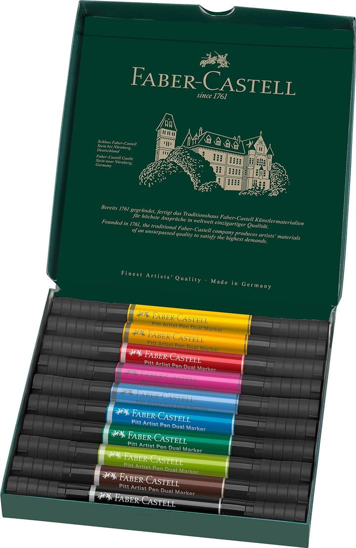 Faber-Castell 162010 - Pitt Artist Pen Dual Marker Tuschestift, mit zwei Spitzen, eine Pinselspitze