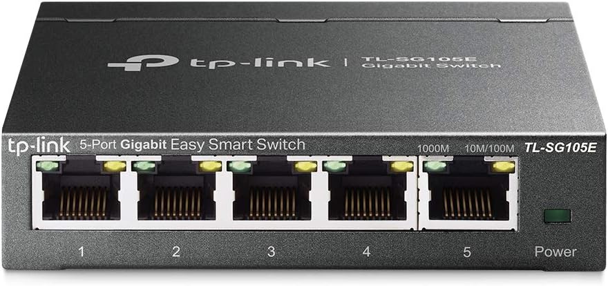 TP-Link TL-SG105E 5-Ports Gigabit Easy Smart Managed Netzwerk Switch mit TL-SG1005P 5-Port Gigabit L