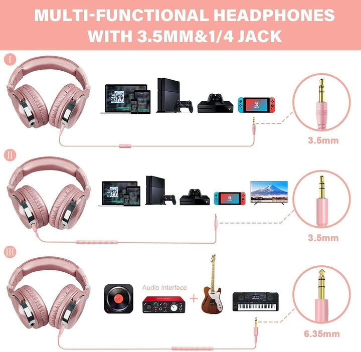 OneOdio Kopfhörer, kabelgebunden, DJPiano, Gitarre mit Mikrofon, HiRes Audio, extra Bass, leicht, Ko