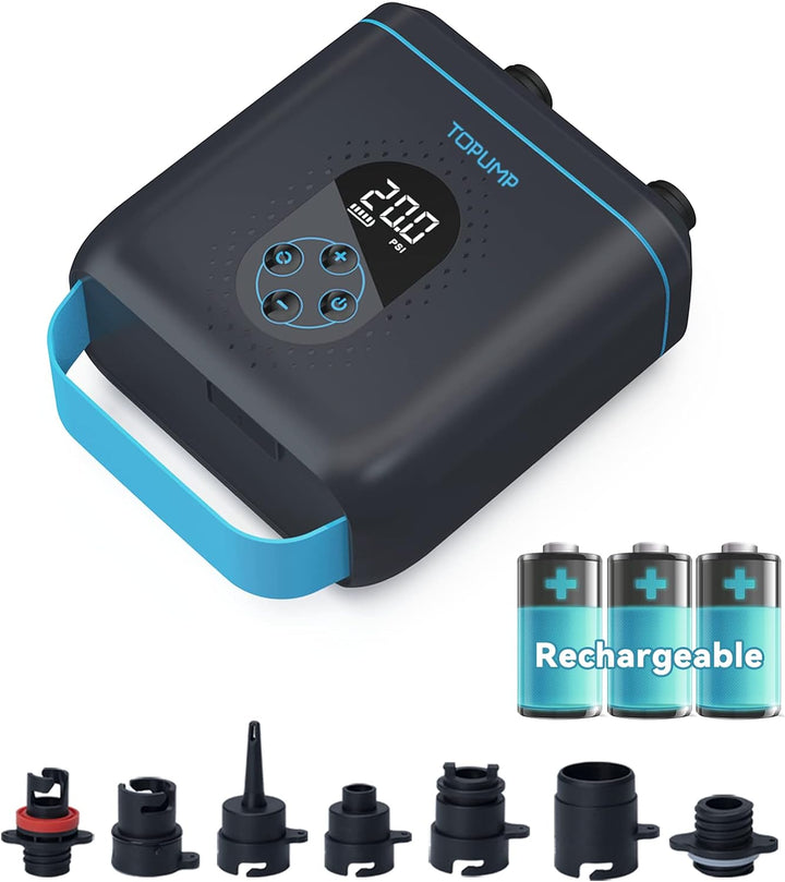 TOPUMP 20PSI Elektrische SUP-Pumpe TPS260, Wiederaufladbar, Auto-Off, 2-Stufen Inflation/Deflation,