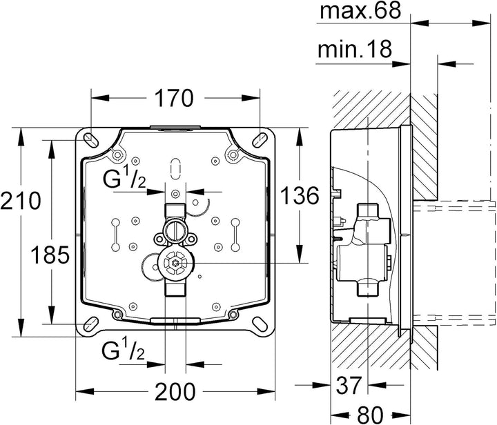 GROHE Urinal Rohbauset Einbaukörper Rapido 38787000 / 38386000,