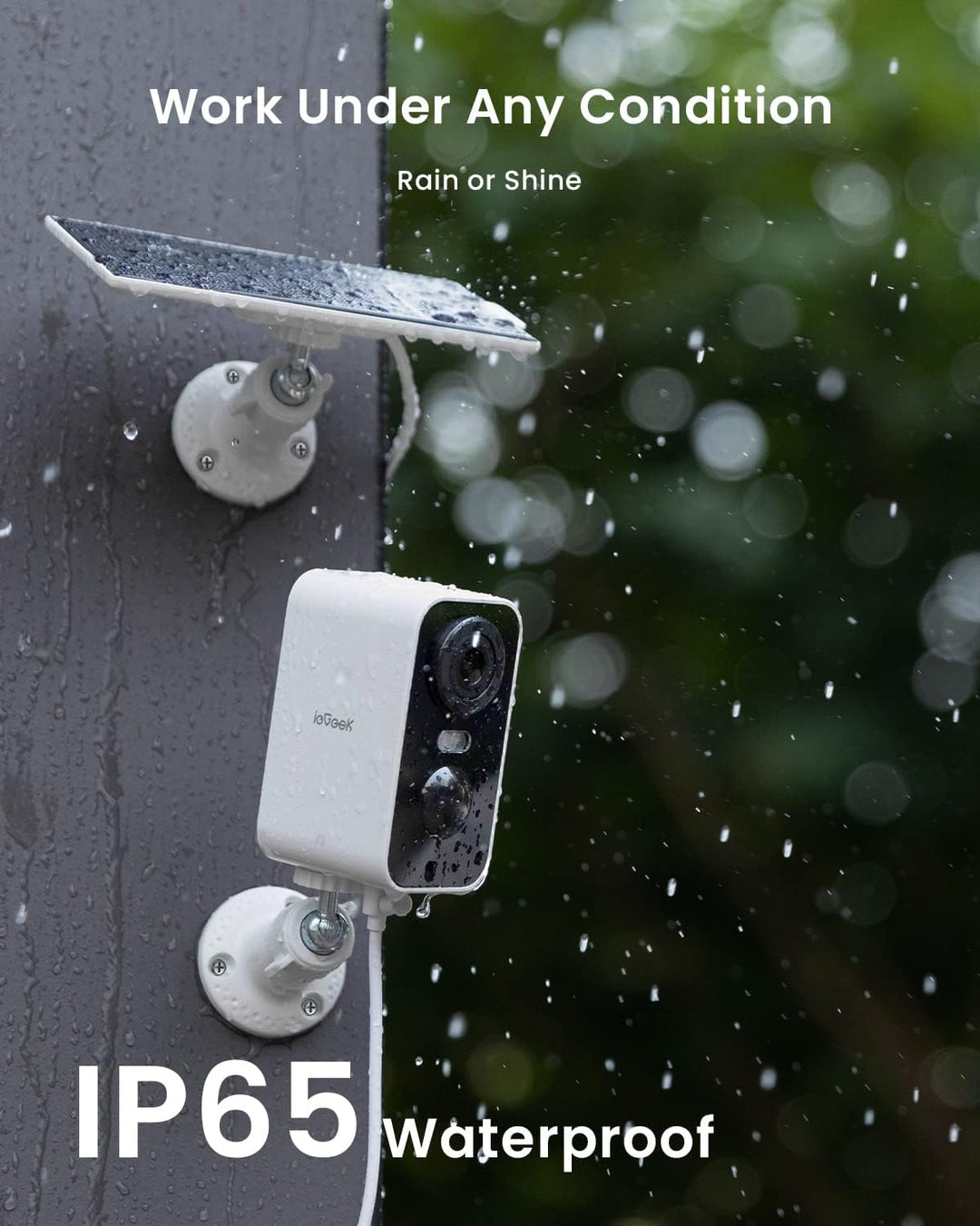 ieGeek 2K (Type-C) Überwachungskamera Aussen Akku Kabellose mit Solarplatten, 5200mAh Akku Kamera Üb