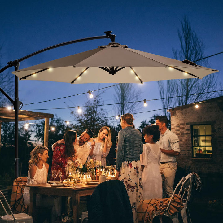 Sekey® LED Solar Ampelschirm 300cm LED Sonnenschirm-Solarbetrieben - UV50+ Sonnenschutz - Robust und