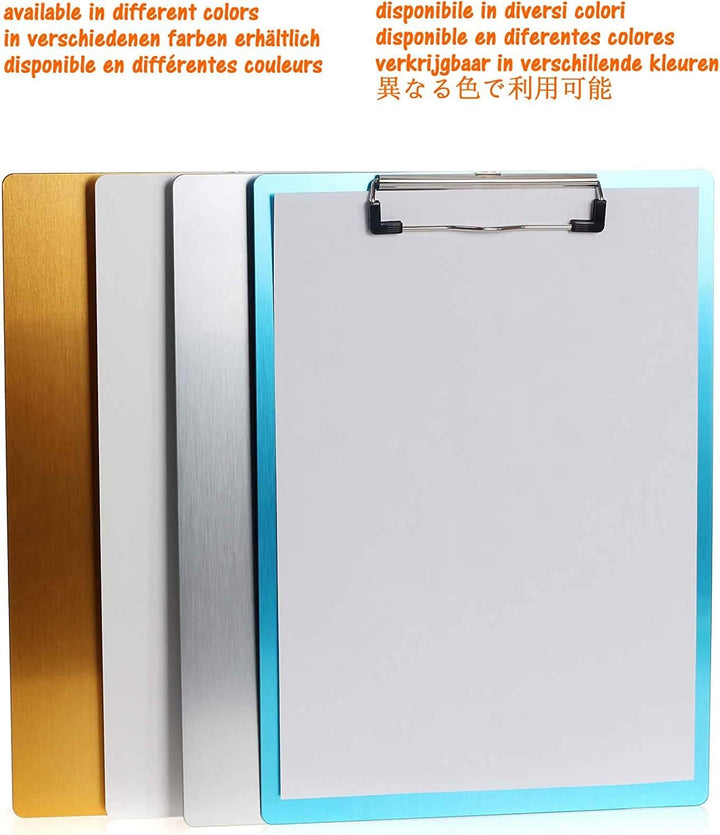 6er Alu Klemmbrett A4 mit gummierter Metalklemme, Schreibbrett DIN A4 mit Aufhängeose, Pad Halter Cl