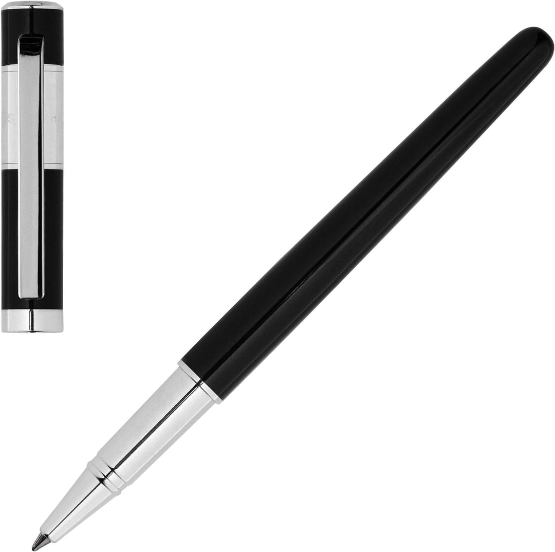 Hugo Boss Kugelschreiber Ribbon Classic Messing Chrome Schwarz Silber, HSR0455A 1 Stück (1er Pack)