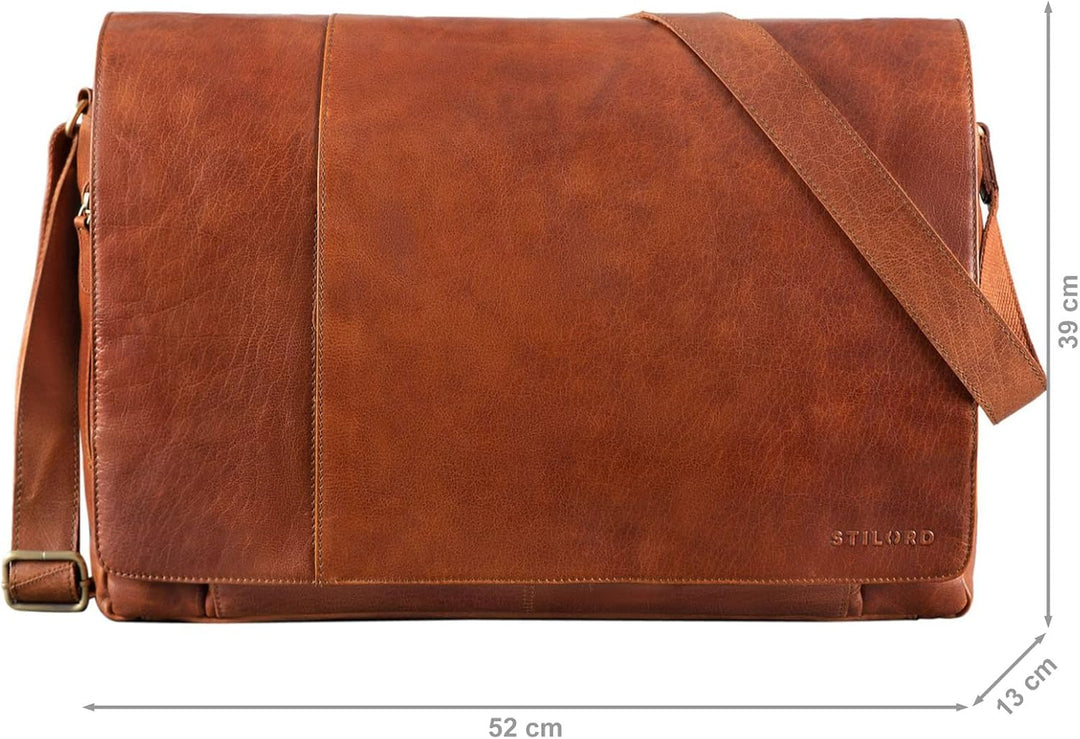 STILORD 'Maximus' XXL Ledertasche riesige Umhängetasche Unitasche 17 18 19 21 Zoll Laptop Aktentasch