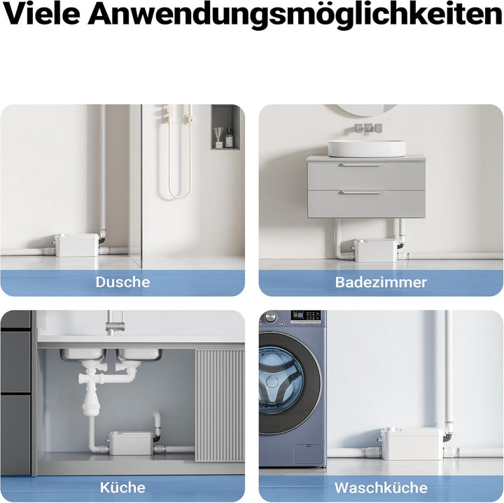 XPOtool 3/1 Hebeanlage 250W mit 3 Einlässen z.B. für Dusche und Waschbecken kompakte Haushaltspumpe