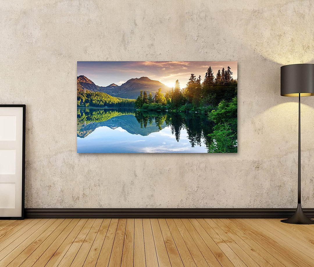 islandburner Bild auf Leinwand Bergsee Im Nationalpark Hohe Tatra Strbske Pleso Slowakei Bilder Wand