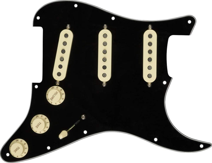 Fender Strat Pickguard, vorverkabelt, Custom Shop Texas Special SSS, schwarz, 11-Loch, PG Schwarz Te